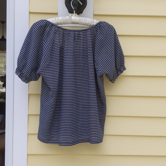 MADEWELL Texture & Thread navy striped peasant top - Picture 4 of 7